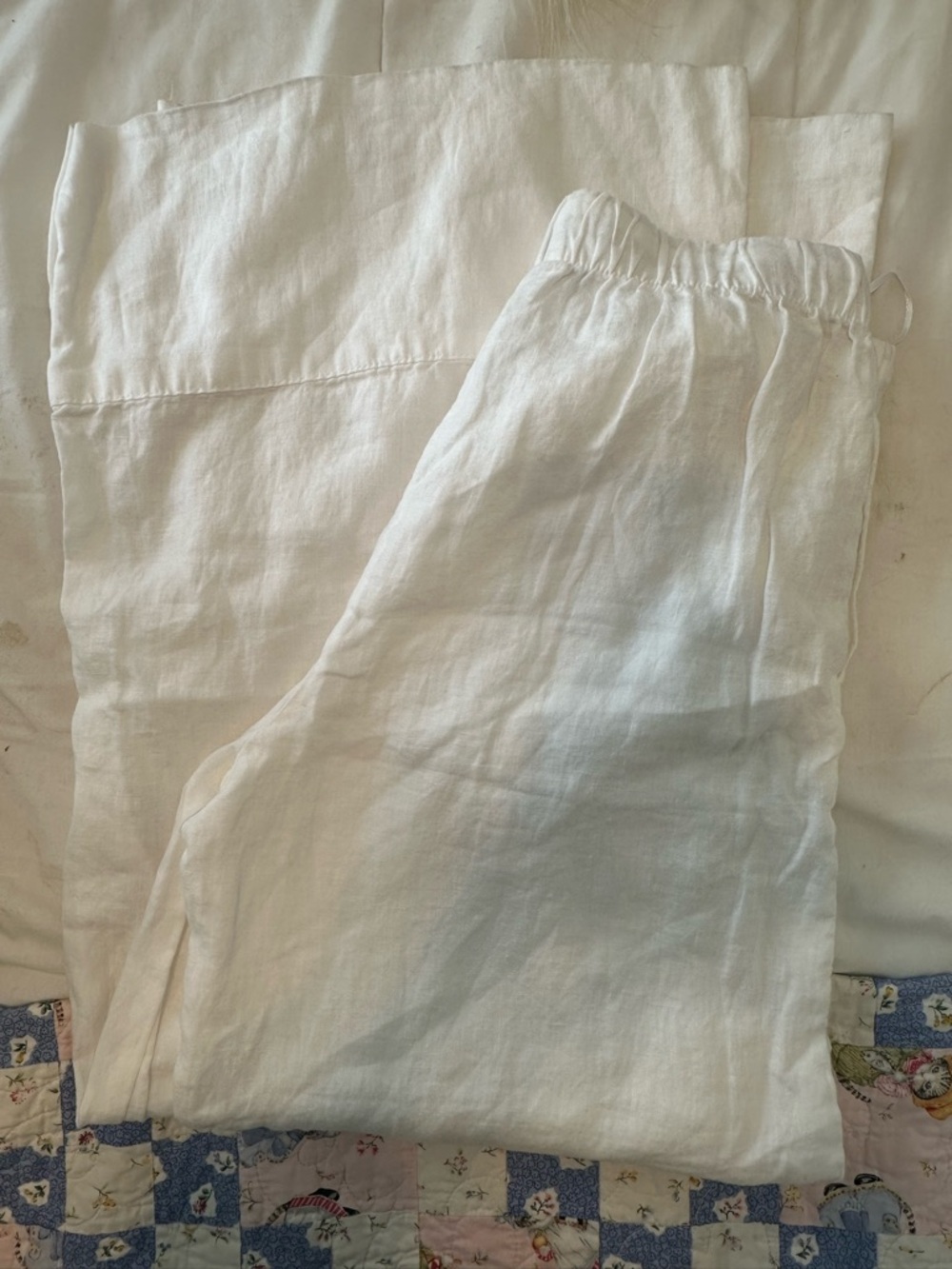 Zara White Wide-Leg Drawstring Pants - Picture 2 of 2